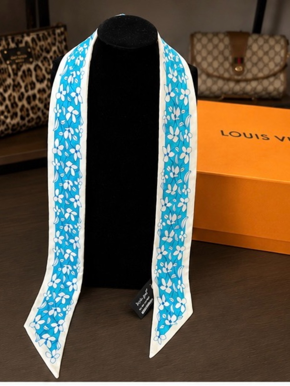 kate spade Blue and White Floral Twilly Scarf